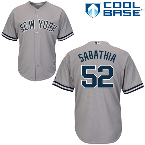 Yankees #52 C.C. Sabathia Stitched Grey Youth MLB Jersey - Click Image to Close
